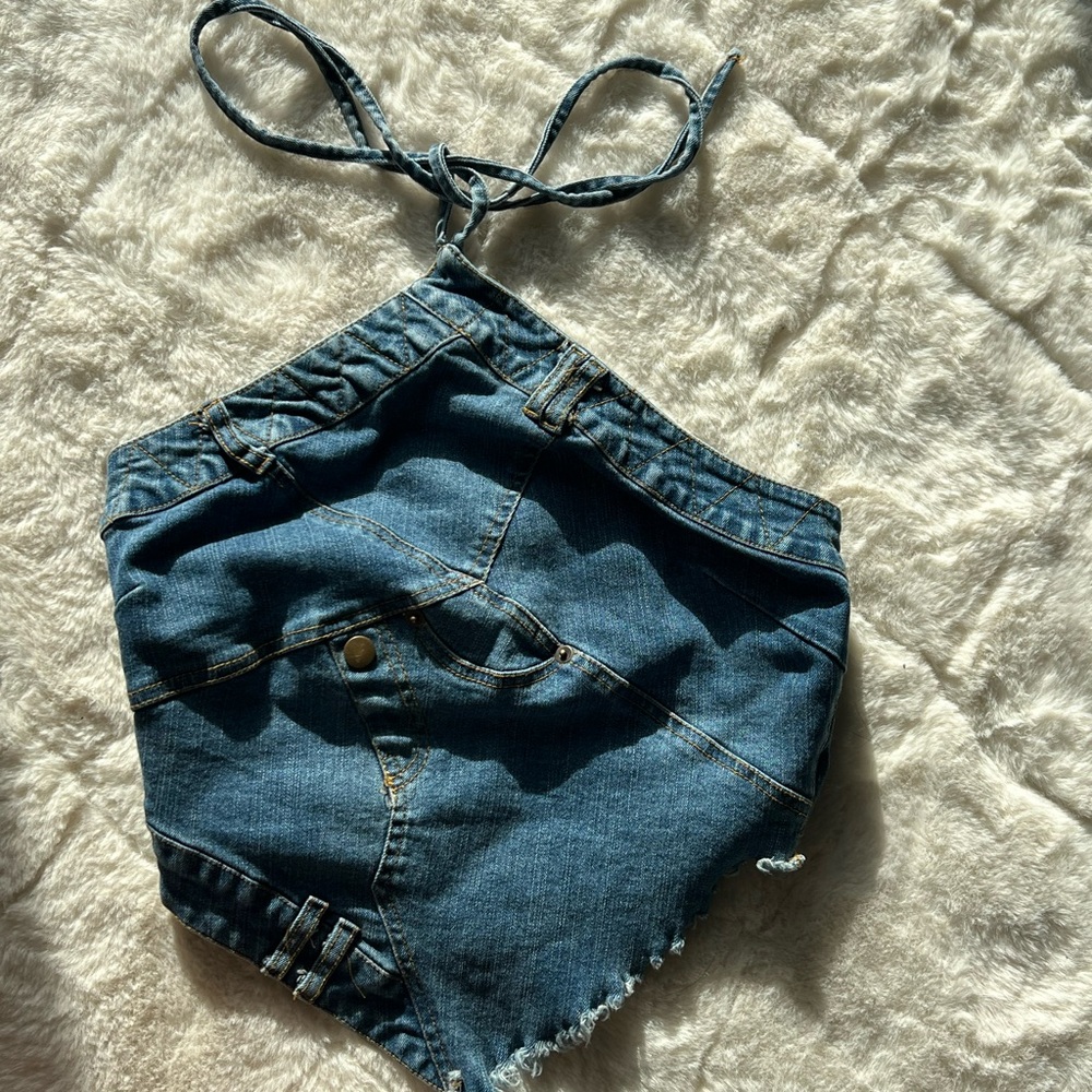 Stylish Denim Halter Top